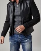 Blouson Bi Matière  à capuche noir