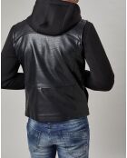 Blouson Bi Matière  à capuche noir