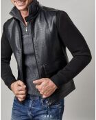 Blouson Bi Matière  à capuche noir