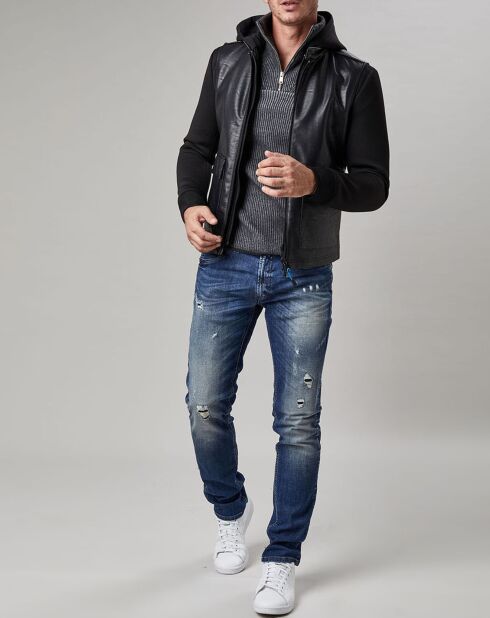 Jean Denim Slim Abrasion bleu foncé