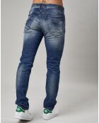 Jean Denim Slim Abrasion bleu foncé