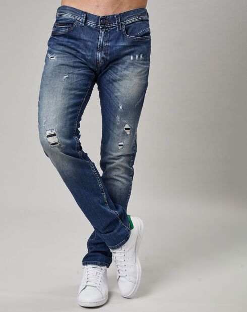 Jean Denim Slim Abrasion bleu foncé