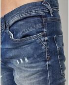 Jean Denim Slim Abrasion bleu foncé