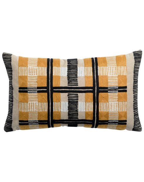Coussin brodé Eden ocre - 30x50 cm