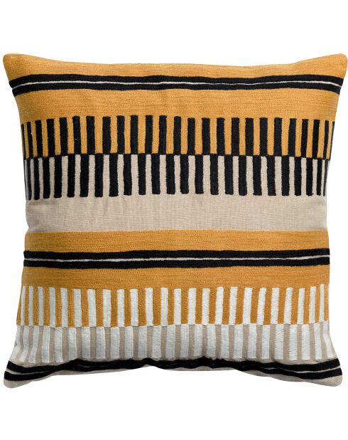 Coussin brodé Eden ocre - 45x45 cm