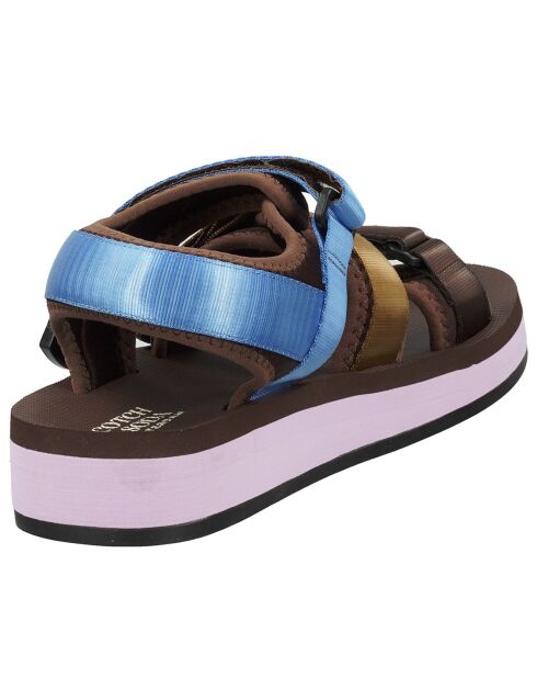 Sandales Baza marron/doré/bleu