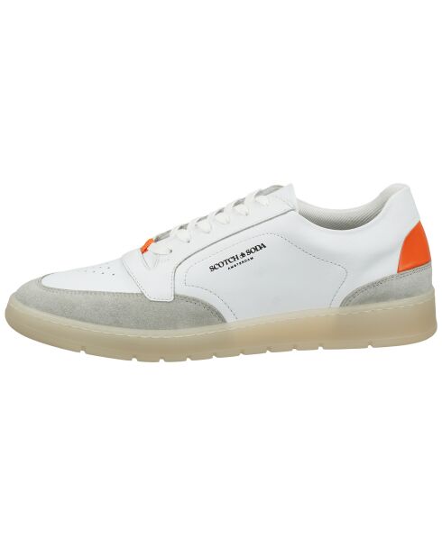 Sneakers en Cuir Oba blanc/gris/orange