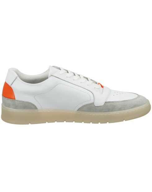 Sneakers en Cuir Oba blanc/gris/orange
