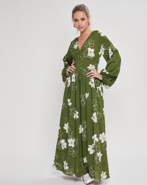 Robe Maxi Night Bloom vert/blanc