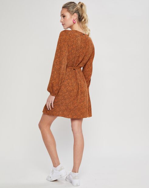 Robe Mini Spring Romance à imprimé léopard marron