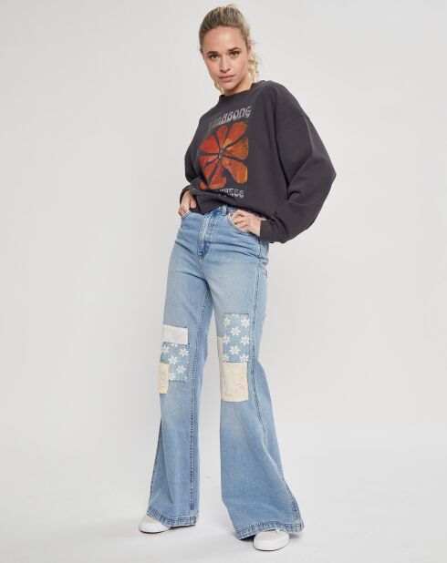 Jean flare Billabong x  Wrangler Patchwork bleu clair