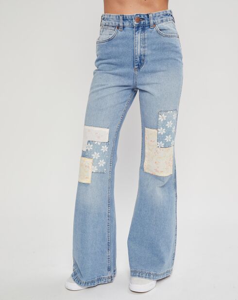 Jean flare Billabong x  Wrangler Patchwork bleu clair