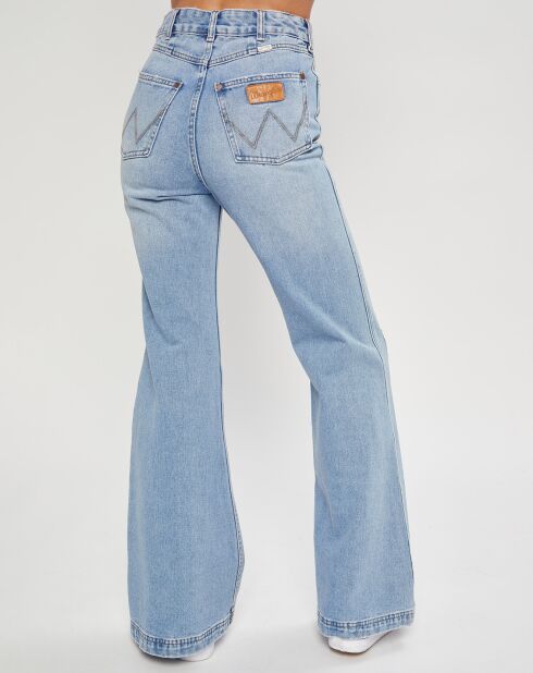Jean flare Billabong x  Wrangler Patchwork bleu clair