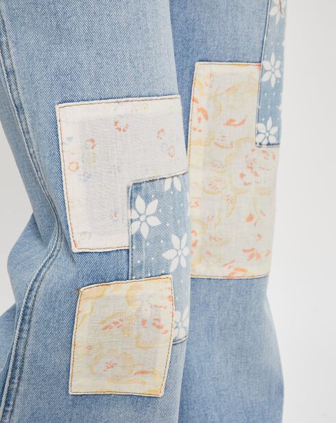 Jean flare Billabong x  Wrangler Patchwork bleu clair