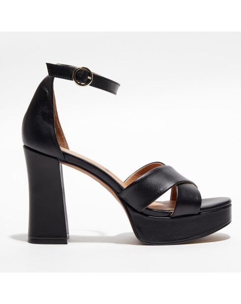 Sophie Ledersandalen, 10 cm Absatz, Schwarz
