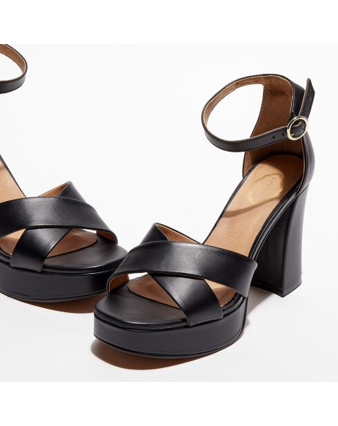 Sophie Ledersandalen, 10 cm Absatz, Schwarz