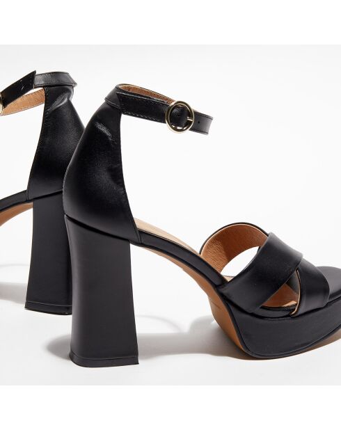 Sophie Ledersandalen, 10 cm Absatz, Schwarz