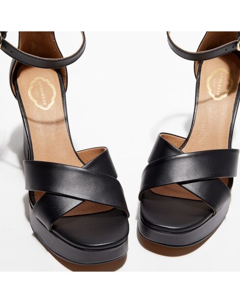 Sophie Ledersandalen, 10 cm Absatz, Schwarz