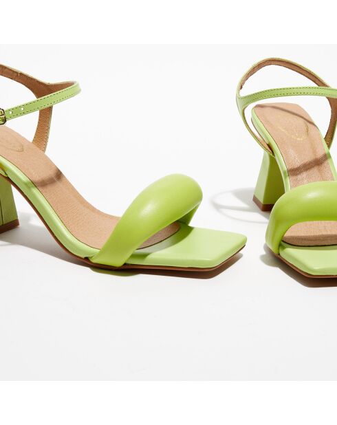 Grüne Ledersandalen Anne - 7,5 cm Absatz