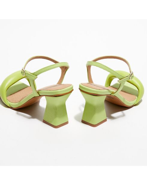 Grüne Ledersandalen Anne - 7,5 cm Absatz