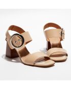 Sandales en Cuir Carrie nude - Talon 7 cm