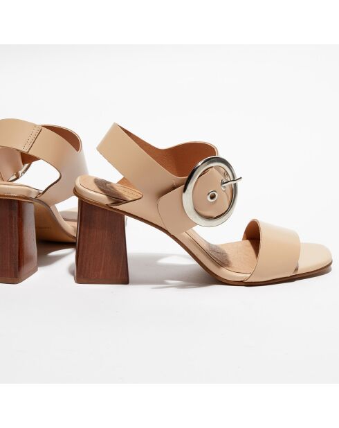 Sandales en Cuir Carrie nude - Talon 7 cm