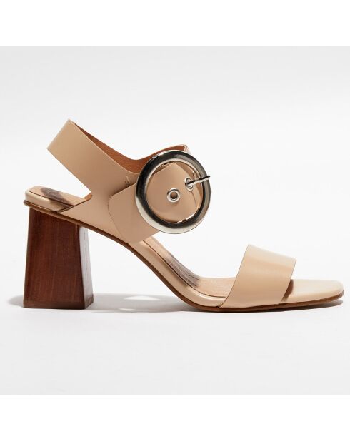 Sandales en Cuir Carrie nude - Talon 7 cm