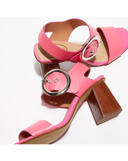 Sandales en Cuir Carrie fuchsia - Talon 7 cm