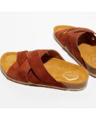 Mules en Velours de Cuir Alix cognac