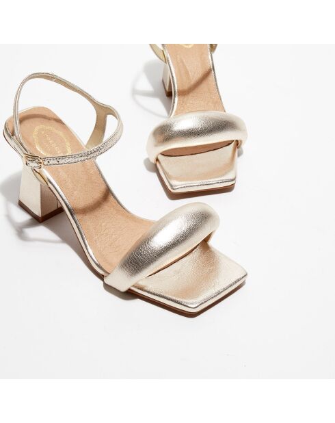 Sandales en Cuir métallisé Anne dorées - Talon 7,5 cm