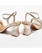 Sandales en Cuir métallisé Anne dorées - Talon 7,5 cm