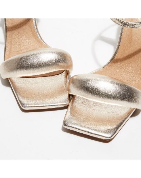 Sandales en Cuir métallisé Anne dorées - Talon 7,5 cm
