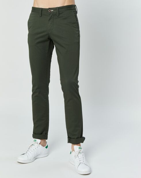 Pantalon chinos slim Twill vert moyen