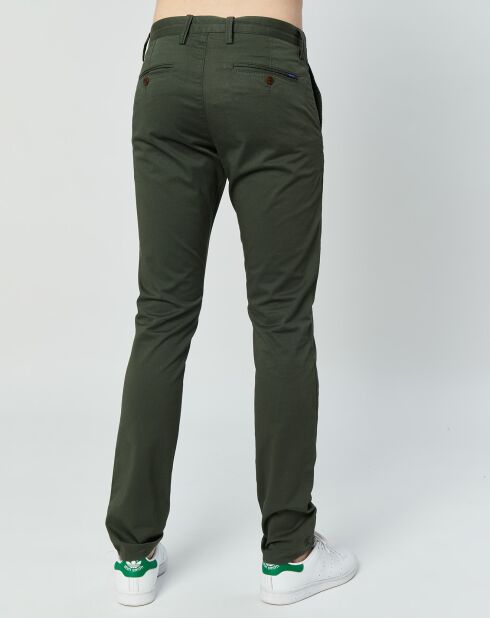 Pantalon chinos slim Twill vert moyen