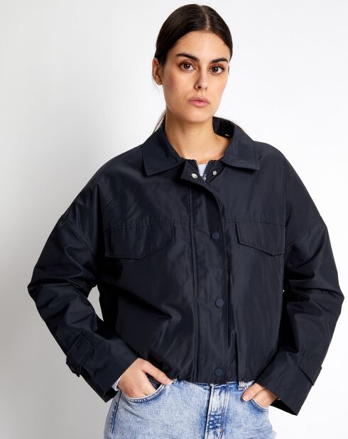 Blouson Court Zippé bleu marine