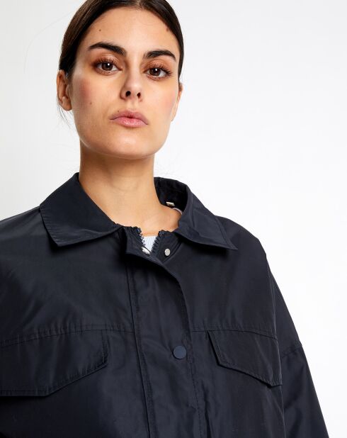 Blouson Court Zippé bleu marine