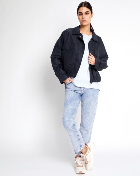 Blouson Court Zippé bleu marine