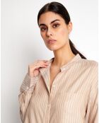 Chemise Col Mao beige/blanc