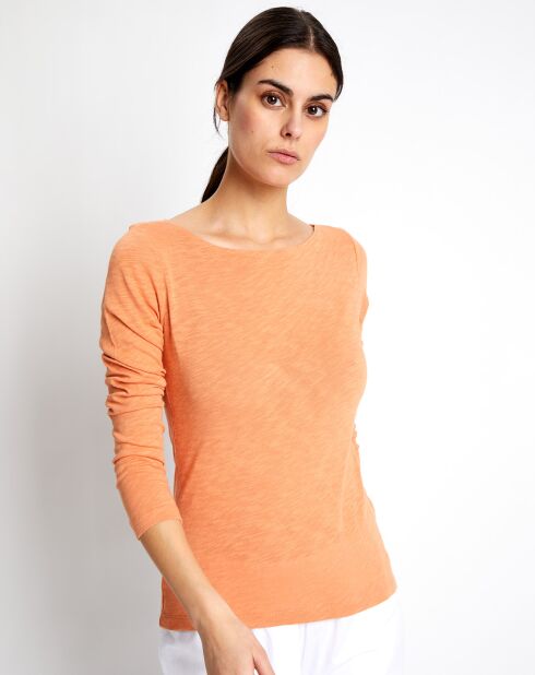 T-Shirt manches longues Col Bateau Cot Flame orange clair