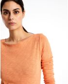 T-Shirt manches longues Col Bateau Cot Flame orange clair