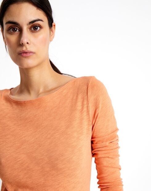 T-Shirt manches longues Col Bateau Cot Flame orange clair