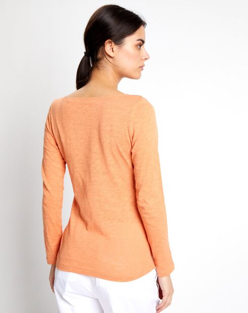 T-Shirt manches longues Col Bateau Cot Flame orange clair