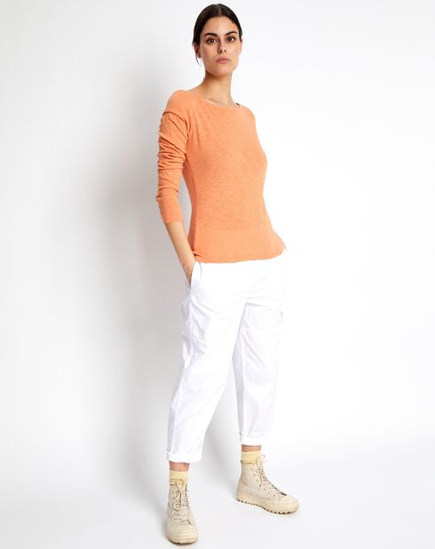 T-Shirt manches longues Col Bateau Cot Flame orange clair