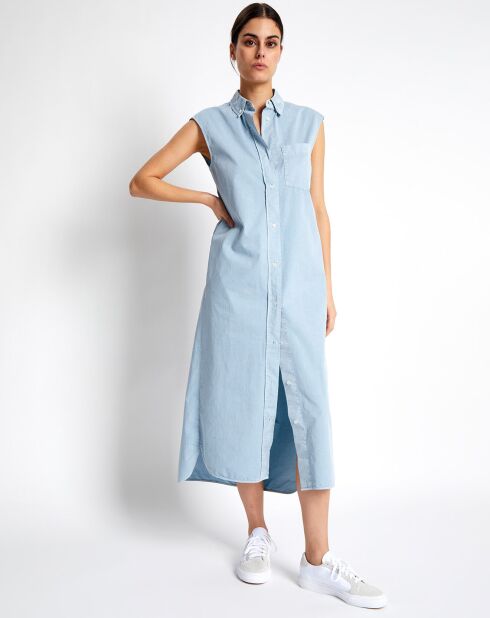 Robe maxi sans manches Bouton bleu clair