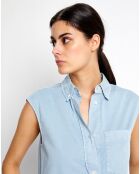 Robe maxi sans manches Bouton bleu clair