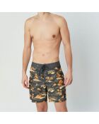 Short de Bain Hempstretch 69 18 kaki foncé/orange