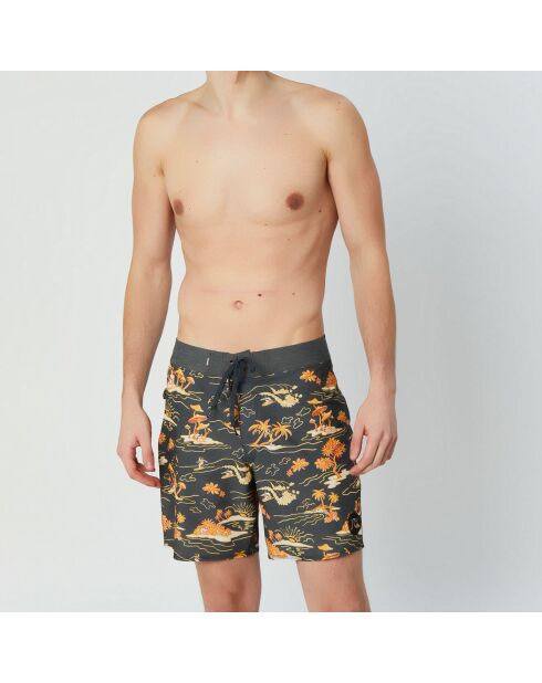 Short de Bain Hempstretch 69 18 kaki foncé/orange