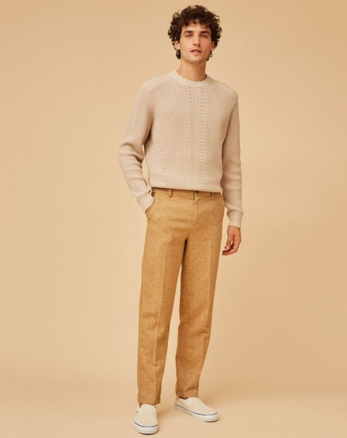 Pantalon Semi-Slim en Lin & Coton Burtys muscade