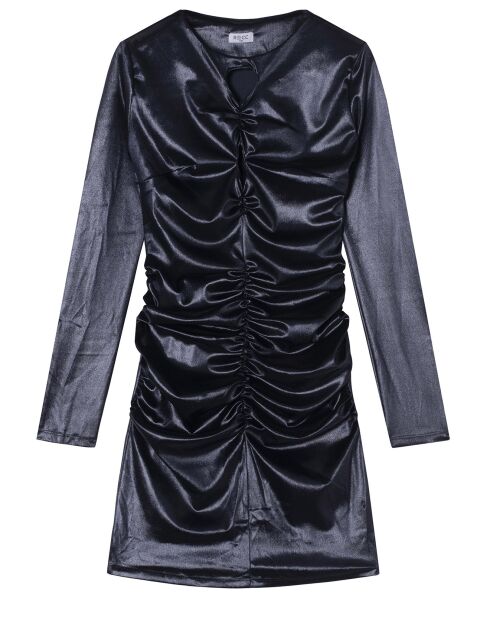 Robe courte froncée Gaetana effet satiné bleu nuit