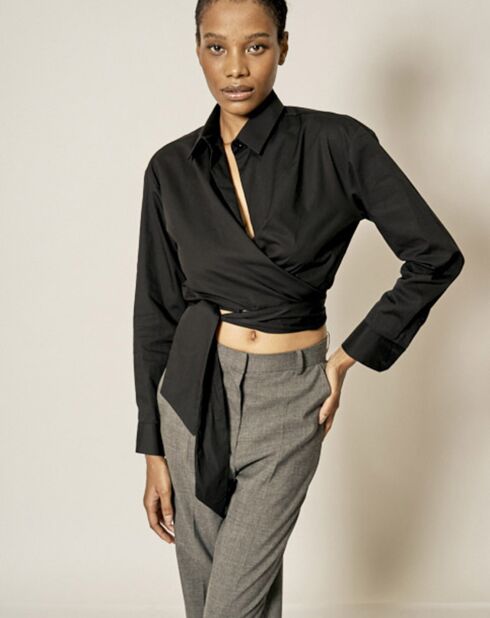 Chemise en Coton à nouer Ahouva noire